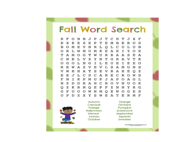 Fall Word Search 2022