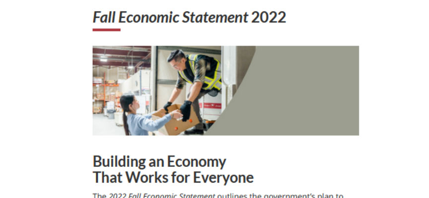 Fall Economic Statement from Federal Govt