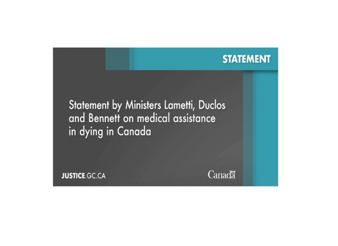 Statement by Ministers Lametti, Duclos and Bennett on medical assistance in dying in Canada