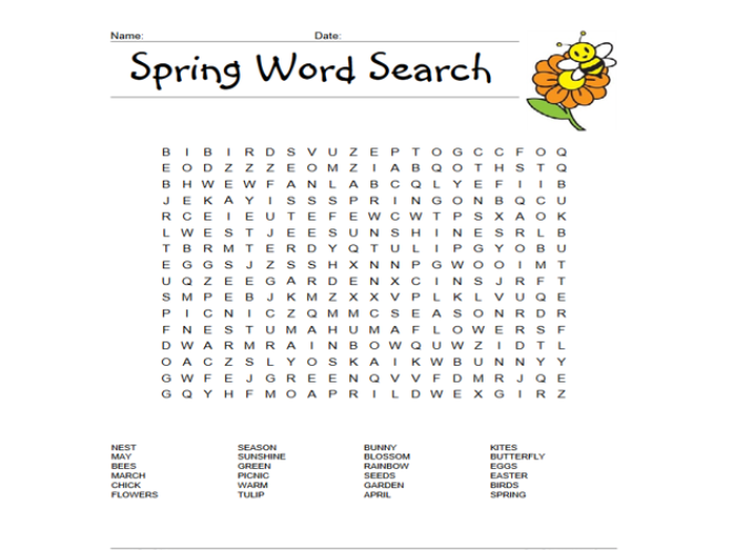 Spring Word Search 2023