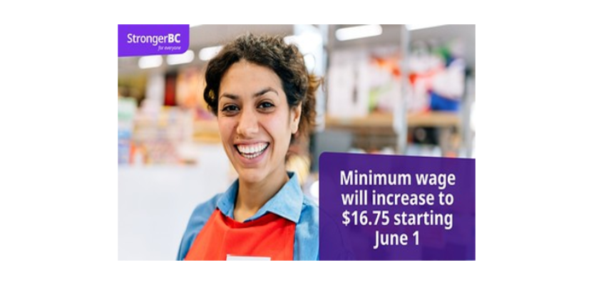 Minimum wage increases to $16.75 per hour on June 1